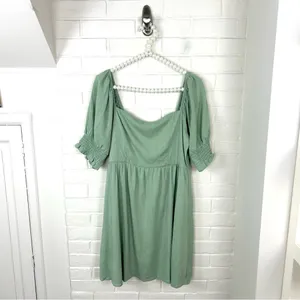 Altar’d State Green Puff Short Sleeve Dress Size L thumbnail 2