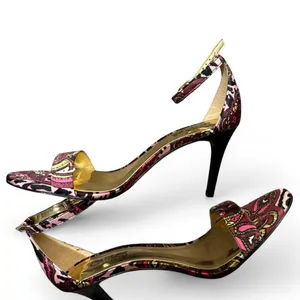 Carlos Santana Sunset Paisley‎ Heels 7M Y2K Pink Gold Stiletto thumbnail 3