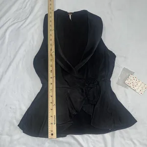 NWT Sz 0 Free People Suit Up Black Satin Wrap Top thumbnail 8