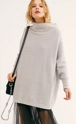 Free People Ottoman Slouchy Tunic in Grey Ice thumbnail 1