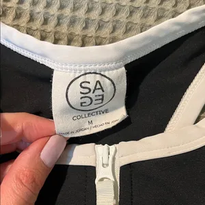 Sage Collective Black Tennis Dress with White Trim and Front Zip thumbnail 2
