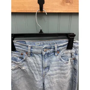 American Eagle Stovepipe Distressed Straight Leg Jeans Light Wash Blue 00 Short thumbnail 4