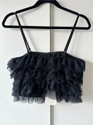 NWT A New Day Tiny Tulle Ruffle Crop Tank – Black – S thumbnail 5