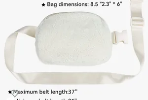 Fleece Belt Bag Women Sherpa Crossbody Waist Bag Adjustable strap Cream … thumbnail 5