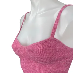 Aritzia Wilfred Pink Wool Cashmere Bustier Ribbed Knit Cami Tank Crop Top Sz XS thumbnail 2