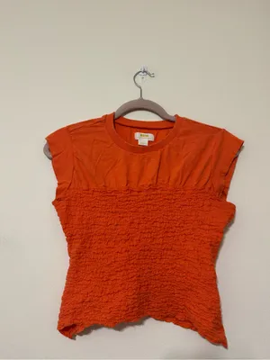 Anthropologie Maeve Smocked Muscle Orange Top thumbnail 2