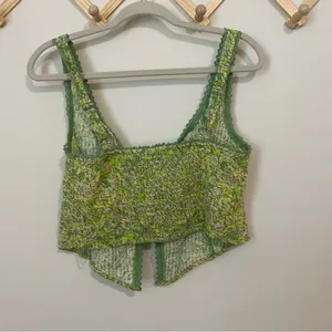 NWT American Eagle Tie Front Green Floral Tank size Medium thumbnail 7