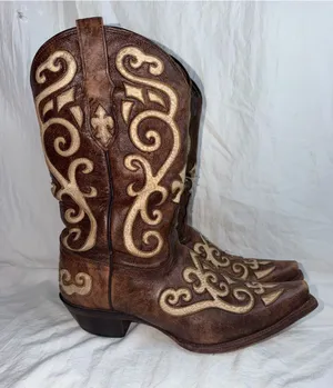 Tony Lama Earth Santa Fe Leather Snip Toe Western Boots VF3024 Size 9B thumbnail 1