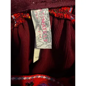Free People Embroidered Bohemian Ribbon Lace Flower Maxi Dress Burgundy Small thumbnail 5