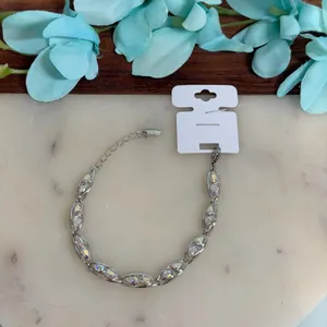 14K Gold Plated XP Womens Bracelet‎ Silver Adjustable Zirconia thumbnail 4