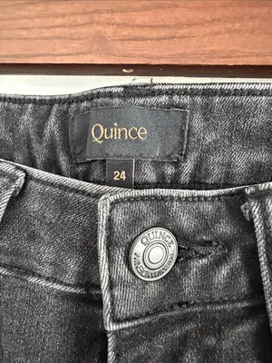 Quince Bella Stretch Straight Jeans 24 Faded Black High Rise 28” Comfort Denim thumbnail 3