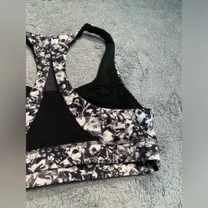 lululemon athletica invigorate Floral Print Sports Bra 8 black white thumbnail 9