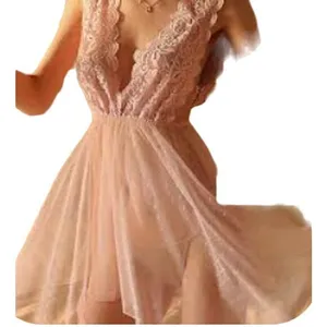 Pink Lace Swiss Dot on Mesh Lingerie Short Nightie size Large thumbnail 2