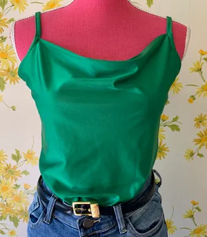 Cowl neck strappy cami top green size S thumbnail 1