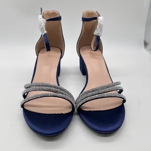 NEW Allegra K Sandals Womens 8.5 Blue Rhinestone Strappy Block Heel Ankle Strap thumbnail 5