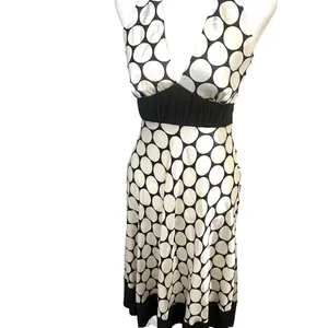 VTG Y2K 90s Black/White Babydoll‎ Halter Dress Small Silky Flowy Rockabilly USA thumbnail 2