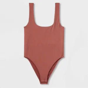 NWT A New Day Seamless Tank Bodysuit in Size Medium in Rust thumbnail 4