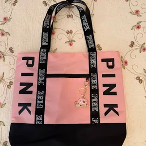 VERY nice Pink Tote Bag with Black Accents. thumbnail 2