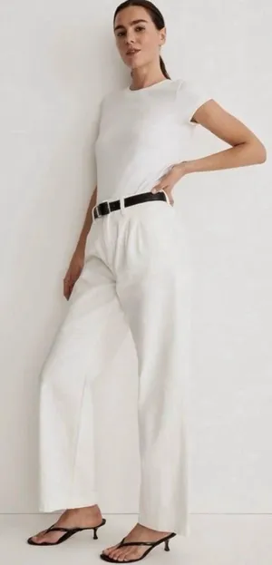 Madewell Jeans The Harlow Wide-Leg Baggy Straight in Tile White 33 NWT New thumbnail 1