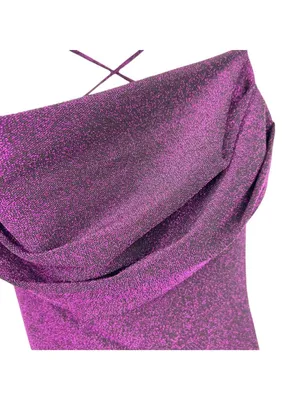 Lush Purple Metallic Bodycon Dress Size XS NWT Cowl Neck Strappy Y2K Night Luxe thumbnail 5