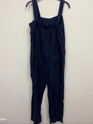 Quince 100% European Linen Navy Square Neck Jumpsuit size M thumbnail 3