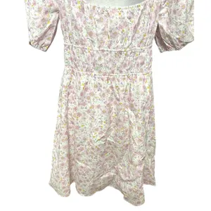 Elodie Pullover Mini Dress Floral Print Puff Sleeve Low Back Pink Size XL NWOT thumbnail 6