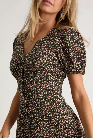 Lulus Adored Cutie Navy Floral Corduroy Button-front Mini Dress Blue - Size M thumbnail 3