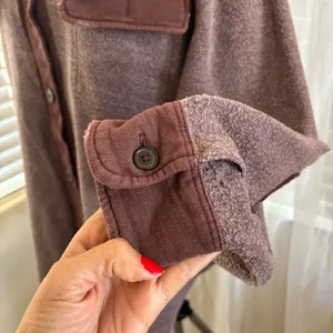 Free People North Star Shacket Oversized Textured Utility Jacket Rosewood thumbnail 10