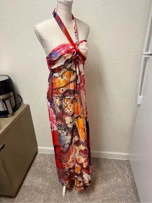 Xhilaration Floral Halter Maxi Dress Size Medium thumbnail 12