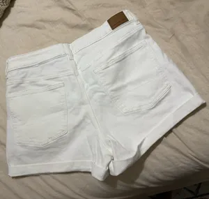 American Eagle White Denim Stretch Shorts thumbnail 2