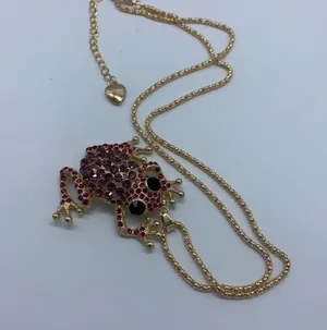 New reddish&pink frog rhinestone fashion necklace thumbnail 6