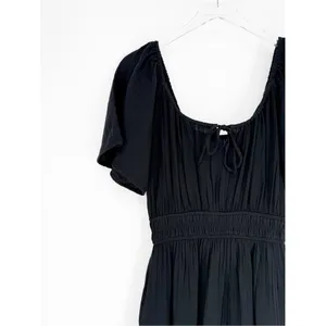 NWT GAP Crinkle Gauze Tiered Midi Dress Women's‎ M Black Cottagecore thumbnail 4