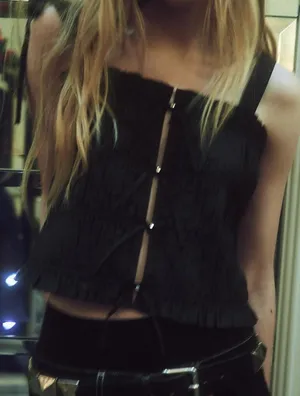 ZARA Poplin Top with Bow and Jewels thumbnail 1