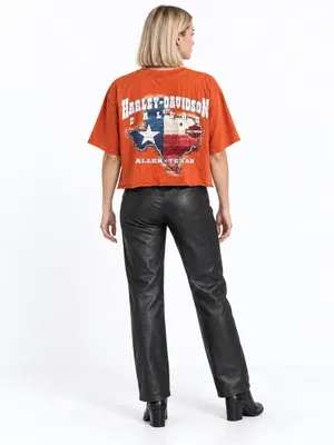 Harley Davidson Orange Eagle Cropped Graphic Tee Size L Dallas Texas Motorcycle thumbnail 2