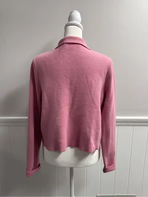 Sézane Betty Knit Long Sleeve Cardigan Merino Wool Rose Los Angeles Pink Medium thumbnail 12