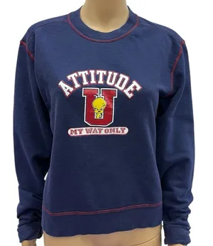 Vintage Looney Tunes Tweety Bird Attitude University Sweatshirt Blue Crew Neck M thumbnail 1