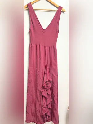 NEW Zara red ruffle maxi sleeveless Dress size medium thumbnail 4