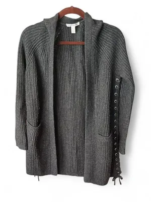 Autumn Cashmere‎ Grey Lace up Tie Cardigan size Small thumbnail 1