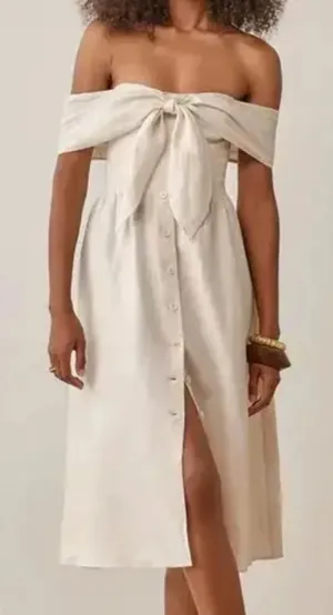 Reformation Barrington Linen Dress in cream 2 NWT thumbnail 1