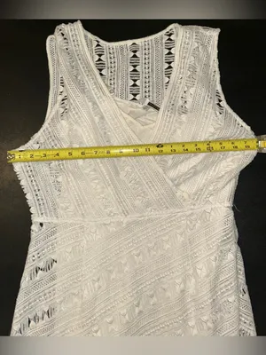 Anthropologie Tracy Reese Size 14 Mariposa White Lace Asymmetrical Midi Dress thumbnail 8