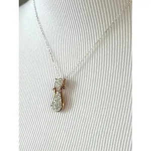 Classy‎ Cat Rose Gold Plated AU Sterling Silver Swarovski Crystals Necklace 18" thumbnail 4