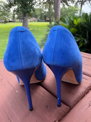 Jimmy Choo Anouk Blue Suede Pointed Toe 100mm Pumps Heels EU 39 US 8.5 thumbnail 4