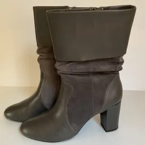 Suede & Leather Mid-Calf Slouch Boot 9 M Women's Dressy Wonder Amanda thumbnail 1