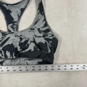 Vuori Womens Gray Black Floral Abstract Racerback Sports Bra Medium Support thumbnail 4