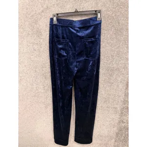 Halara Women Pants S Navy Blue Crushed Velvet Wide Leg High Waist Button Front thumbnail 5