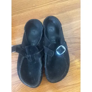Birkenstock Buckley Black Suede Clog Mules Moccasin Buckle 36 L5 230 thumbnail 2