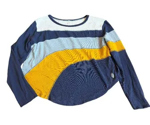 Free People Movement Navy Mustard Colorblock Long Top Shirt Swing Medium Women's thumbnail 1