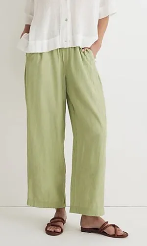 Madewell Crinkle Crepe Straight Leg Crop Pants thumbnail 1