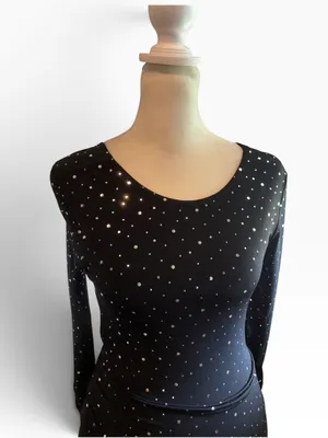 Black Backless Sparkle Ruched Long-Sleeve Mini Dress Brand New thumbnail 4