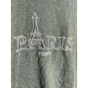 Vtg XL Flay Energy Paris France Eiffel Tower Embroidered Sweatshirt Green Travel thumbnail 2
